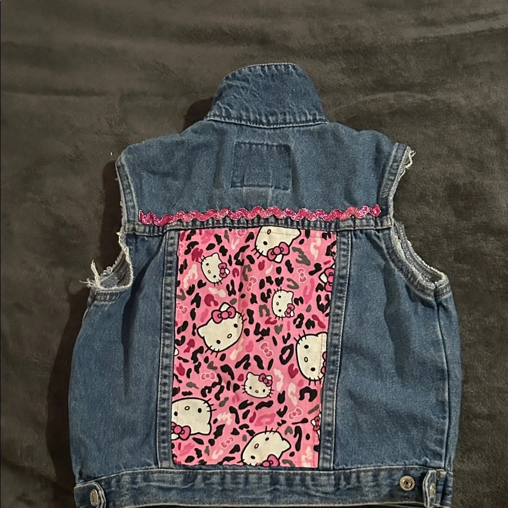 One-of-a-Kind Custom Hello Kitty Denim Vest - Toddler Size 3T